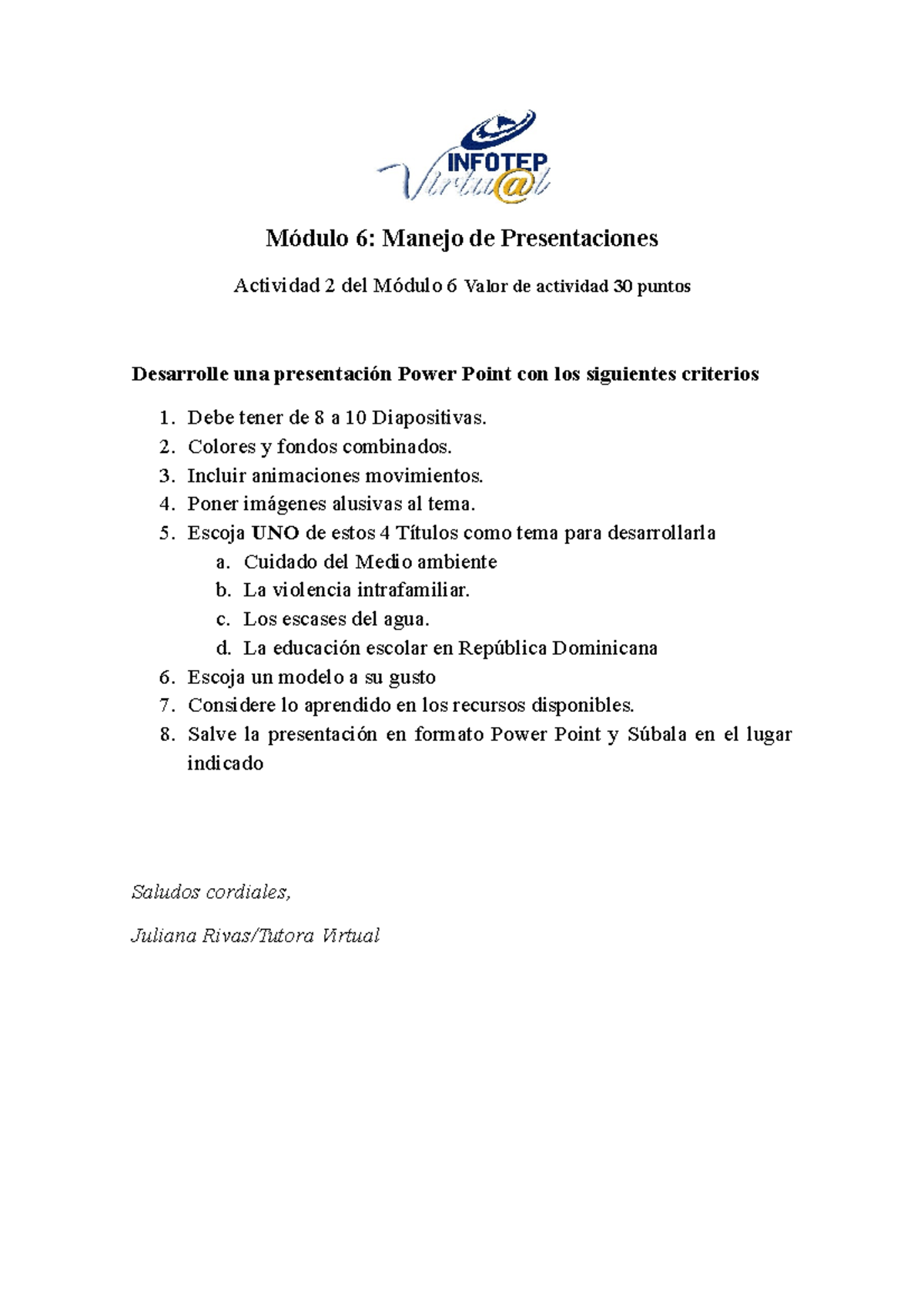 Actividad 2 Módulo 6 - Apuntes - Módulo 6: Manejo de Presentaciones ...