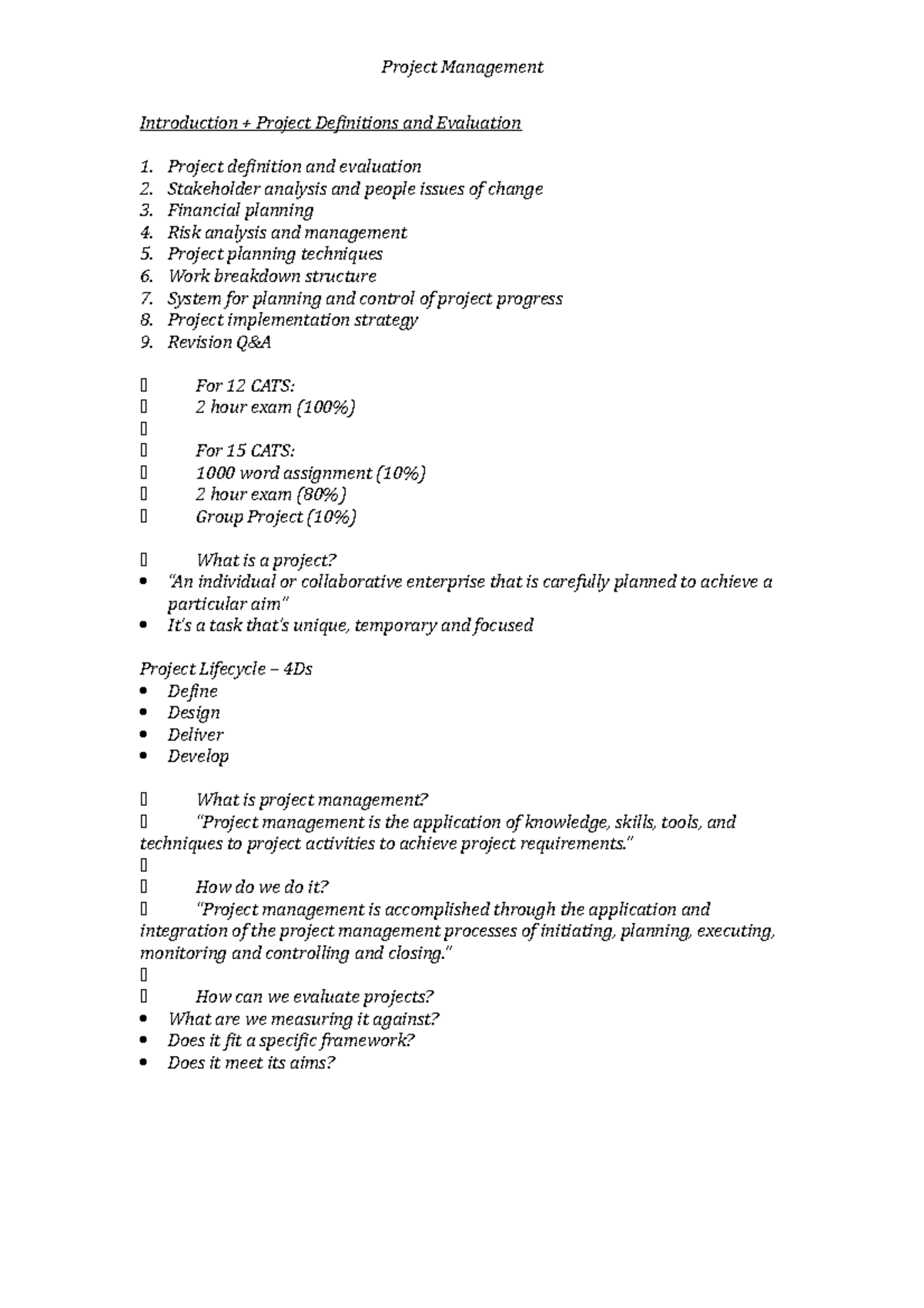 1. Project Definition and Evaluation - 2. 3. 4. 5. 6. 7. 8. 9. Project ...