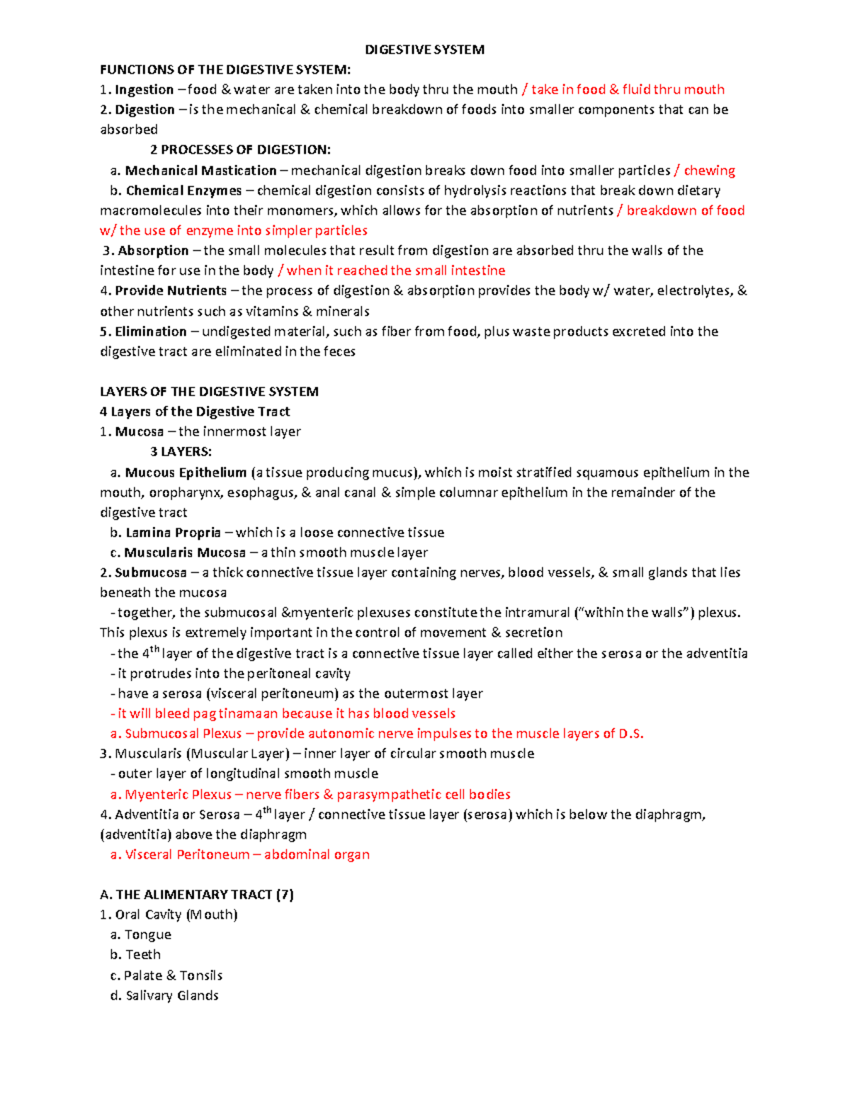 Digestive - DIGEST - DIGESTIVE SYSTEM FUNCTIONS OF THE DIGESTIVE SYSTEM ...