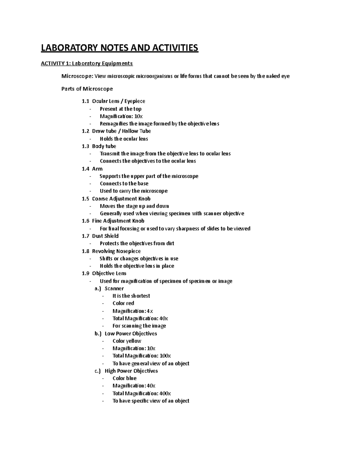 BacteriologyLaboratory Notes and Activities Prelims Complete