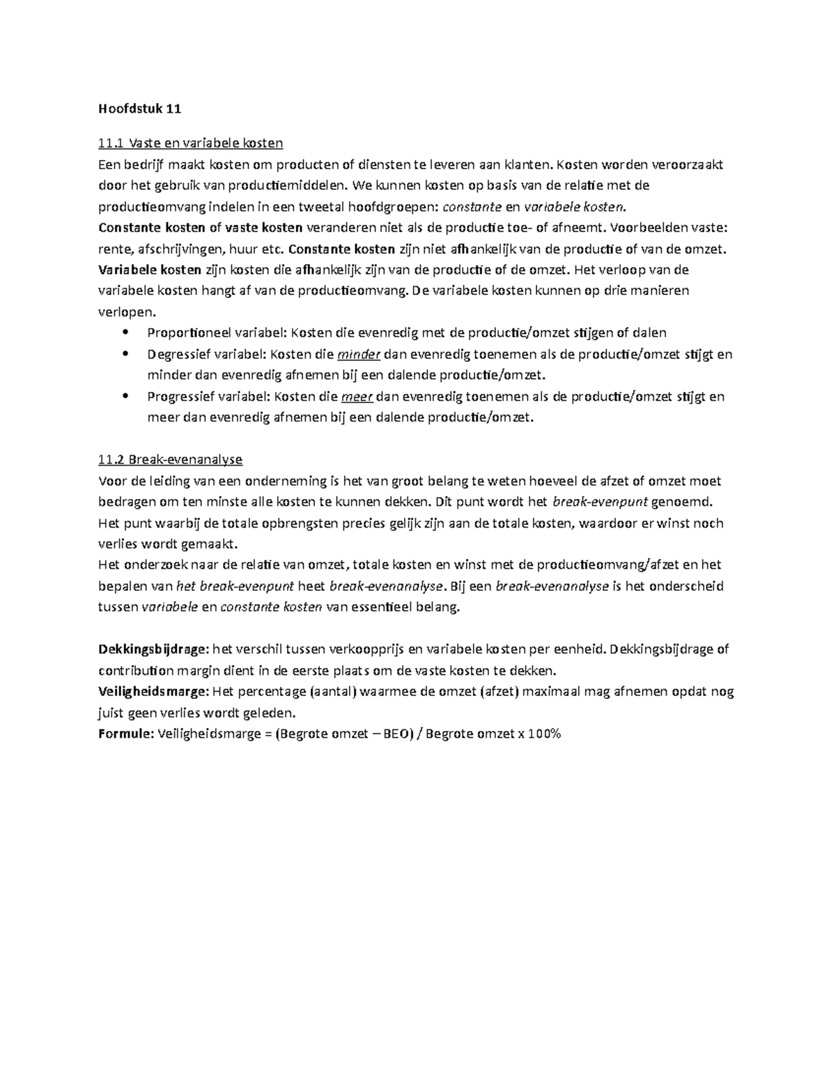 Samenvatting Basisboek Bedrijfseconomie Compleet - Hoofdstuk 11-14 - 11 ...