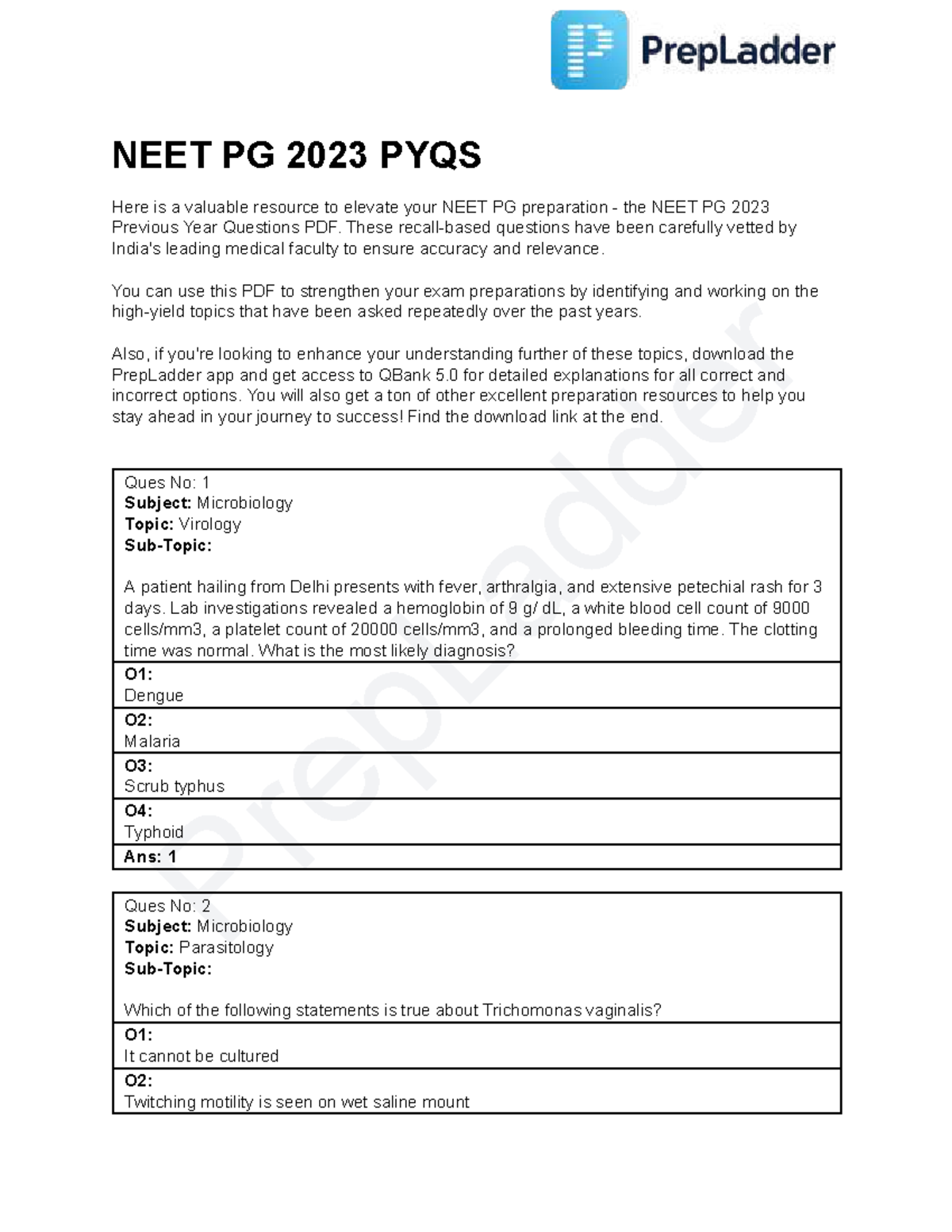 NEET PG 2023 Question Paper With Solutions PrepLadder NEET PG 2023