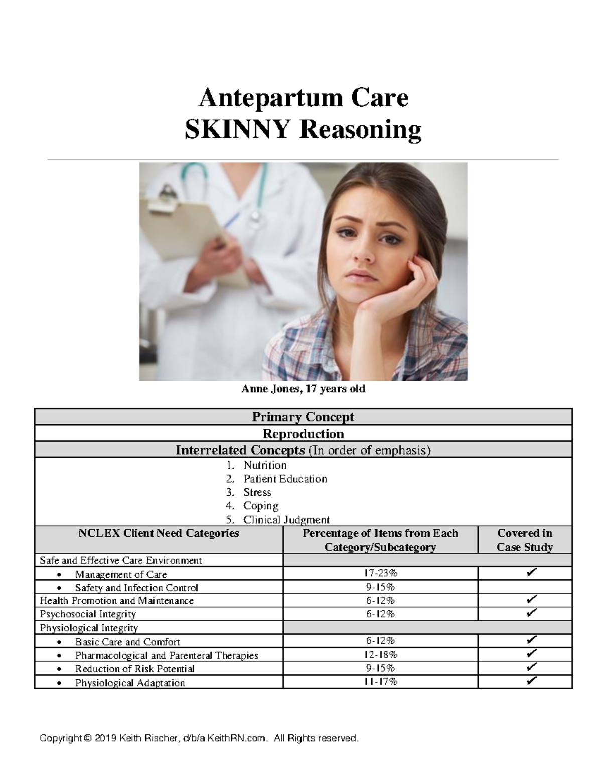 Student-Antepartum Skinny Reasoning - Antepartum Care SKINNY Reasoning Anne Jones, 17 Years Old ...