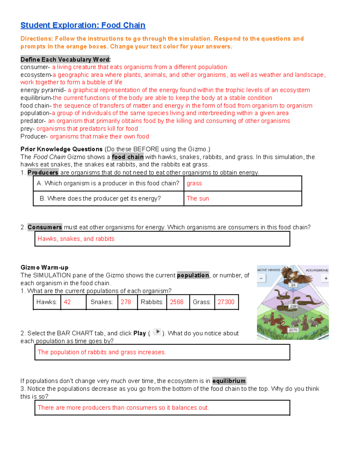 Gizmo Exploration Food Chain BIO 101 Studocu