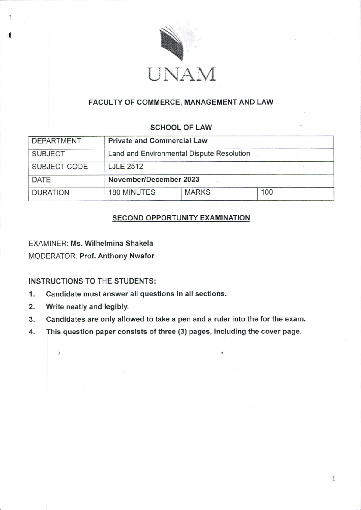 Ljle2512 2023 11 sup UNAM FACULTY OF COMMERCE, MANAGEMENT AND LAW