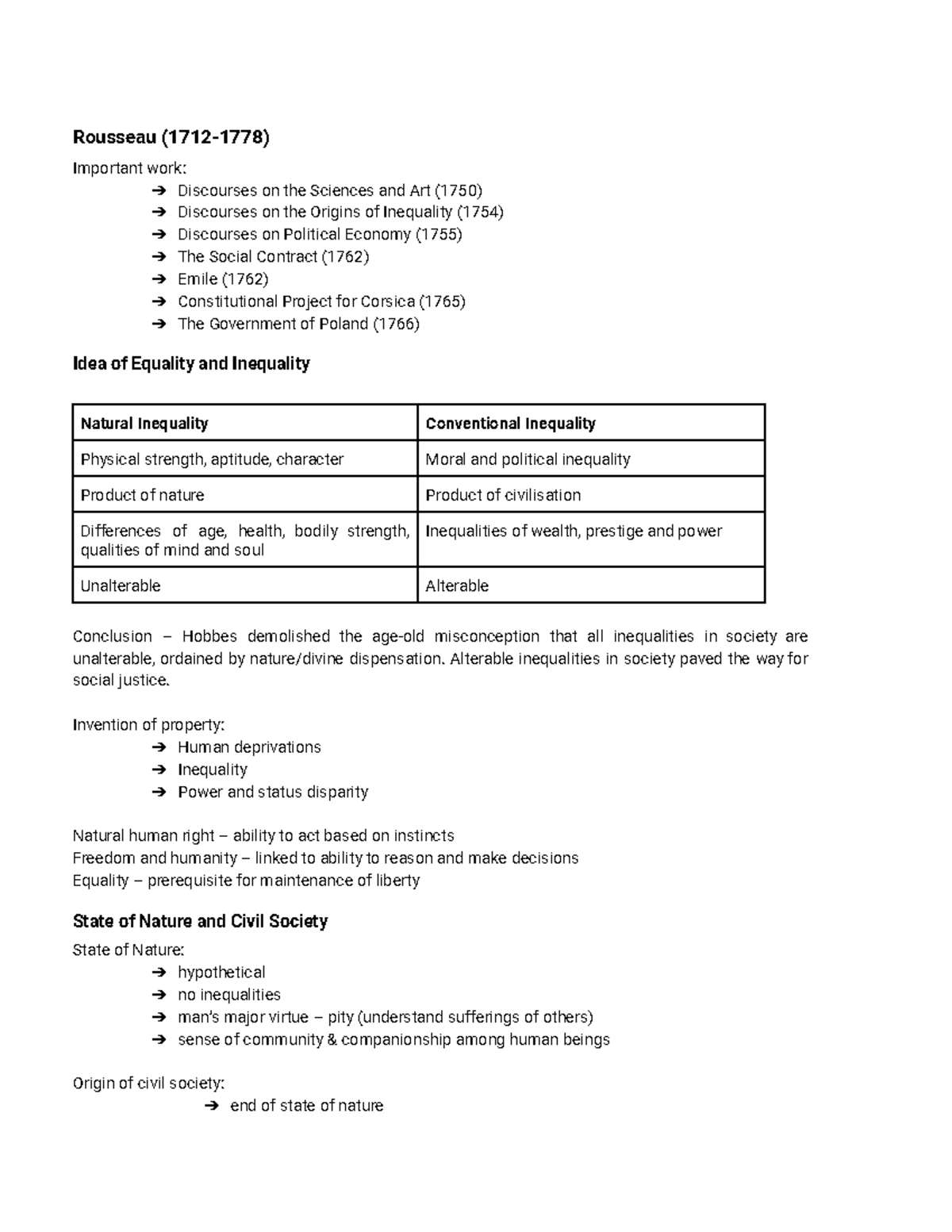 Rousseau (17121778) Rousseau (17121778) Important work Discourses on the Sciences and Art