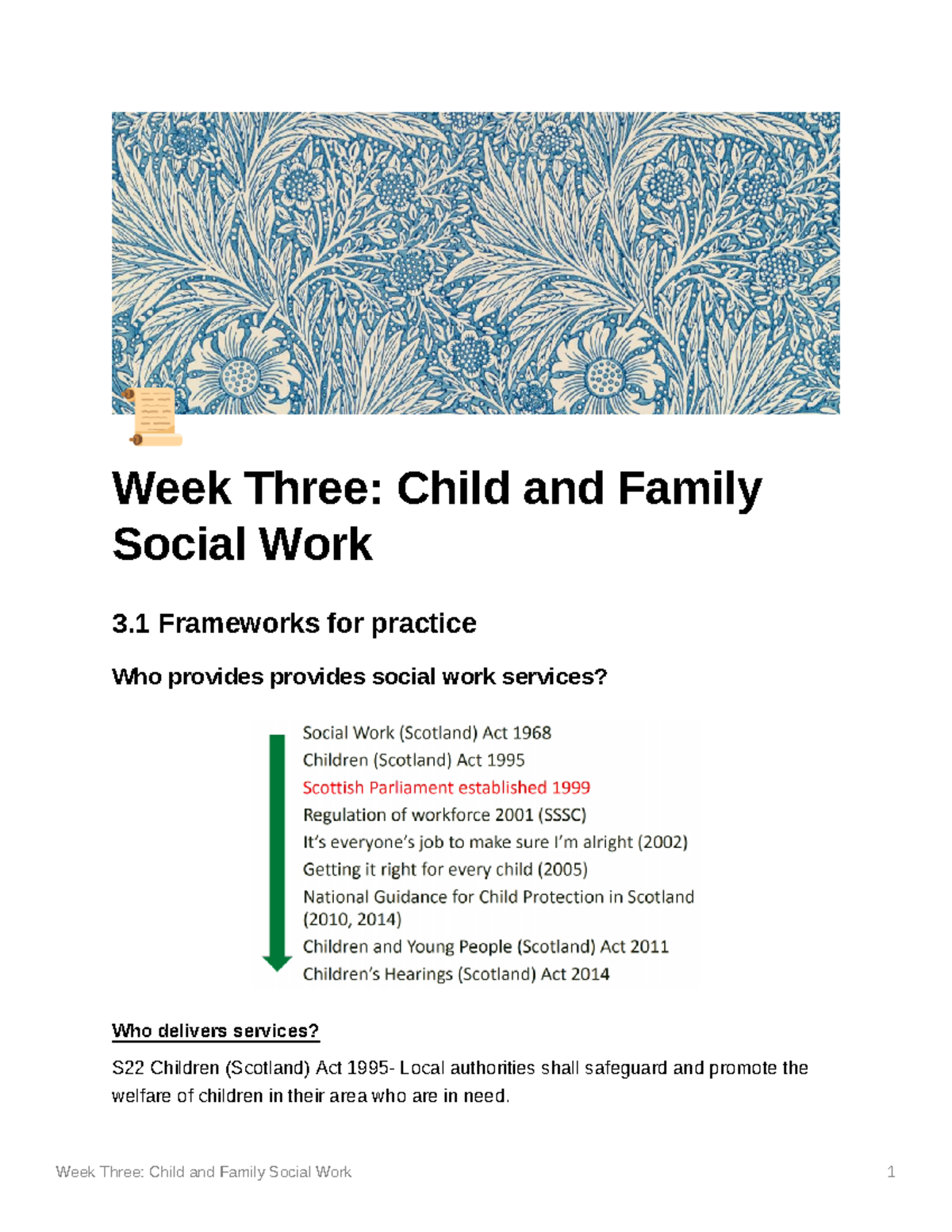 Week Three Child And Family Social Work - SWKU911 - Stirling - Studocu