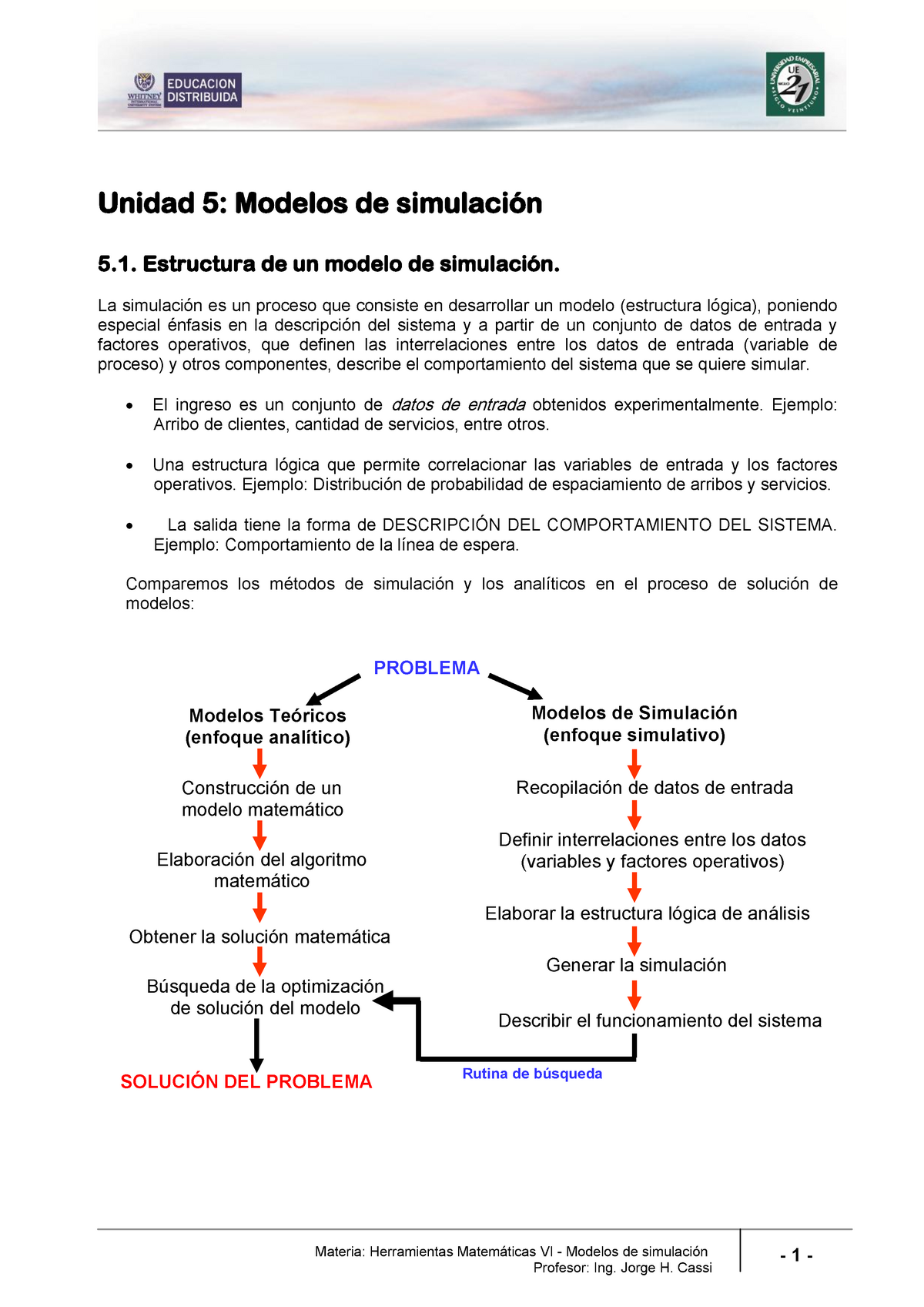 Lectura 7 - Modelos de simulación - Materia: Herramientas Matemáticas VI -  Modelos de simulación 1 - - Studocu