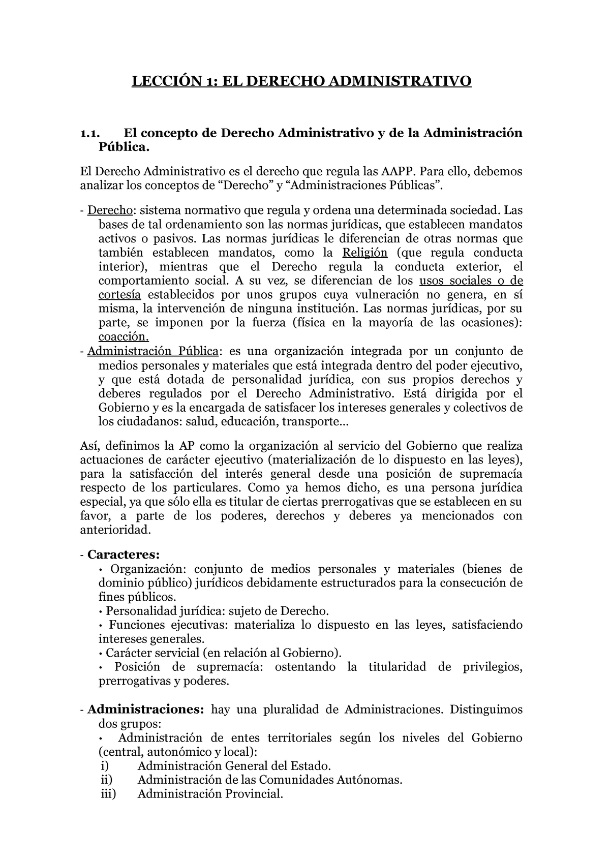 Apuntes Final DE Administrativo - LECCIÓN 1: EL DERECHO ADMINISTRATIVO ...