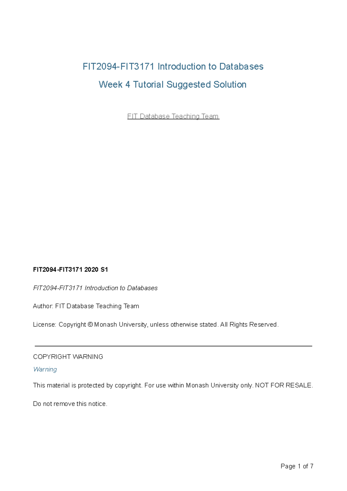 FIT2094-FIT3171 Tutorial 4 Sample Solution - FIT2094-FIT3171 ...