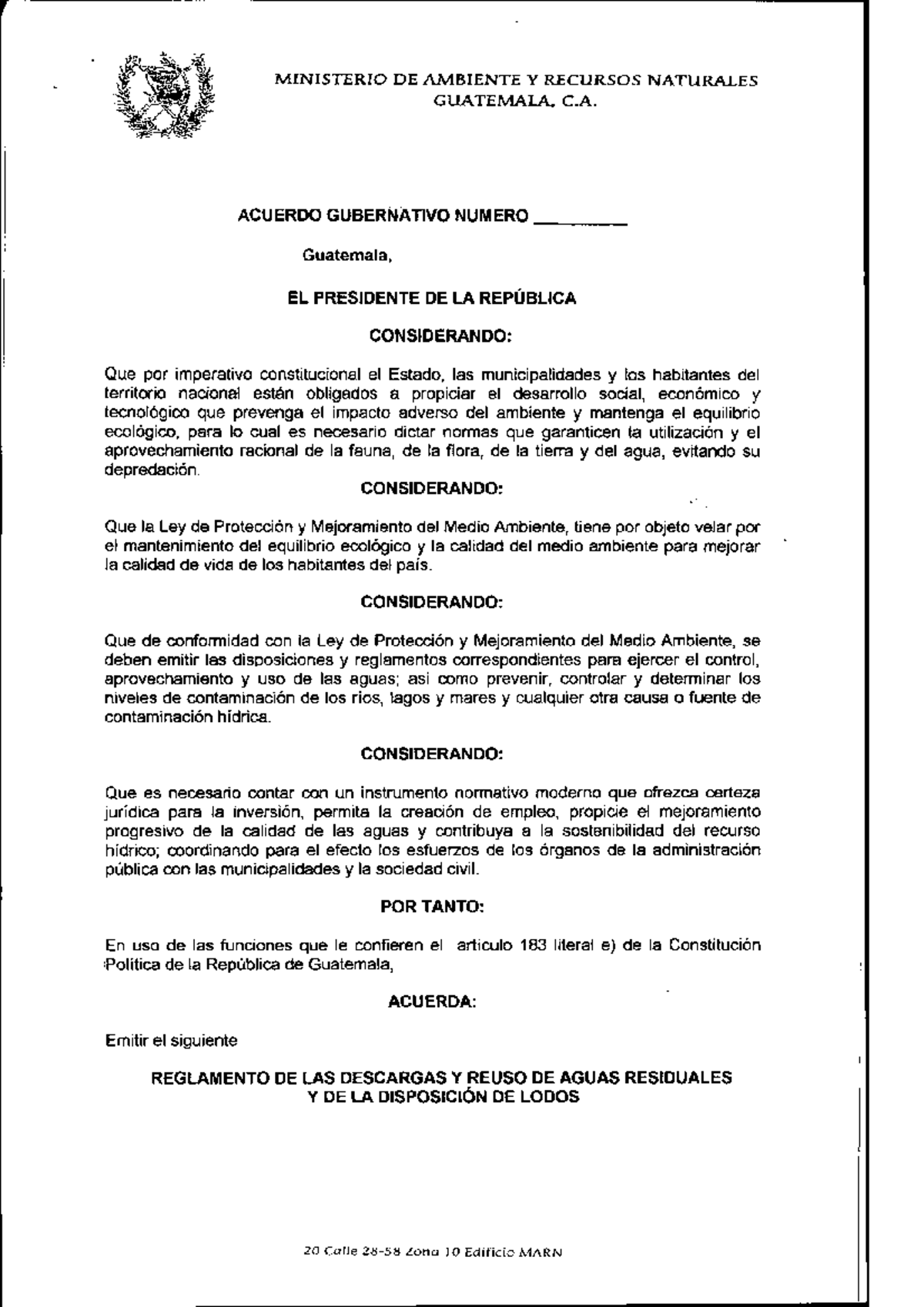 Acuerdo-Gubernativo-236-2006 Reglamento Descargas y Reuso Aguas ...