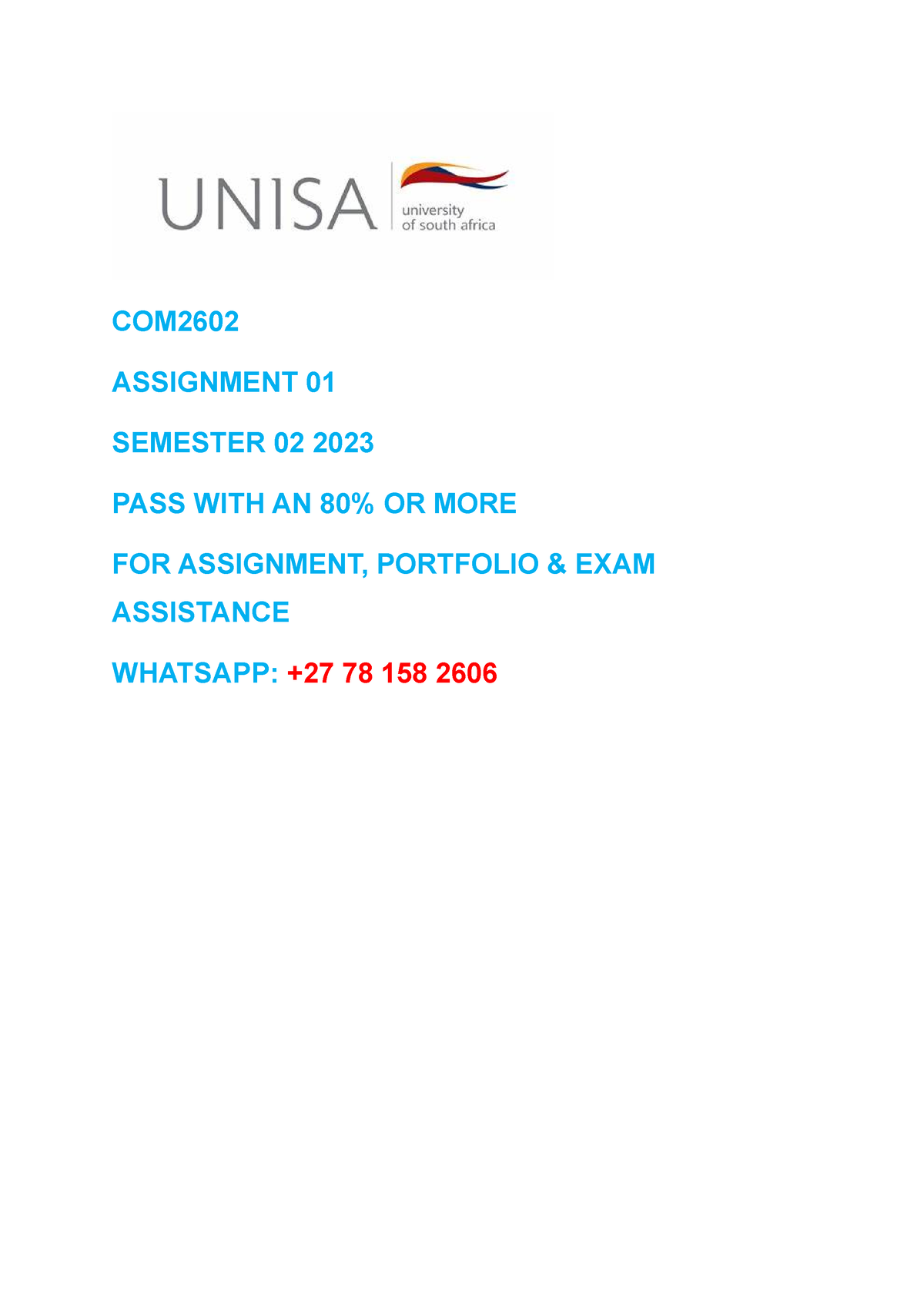 unisa assignment results 2023