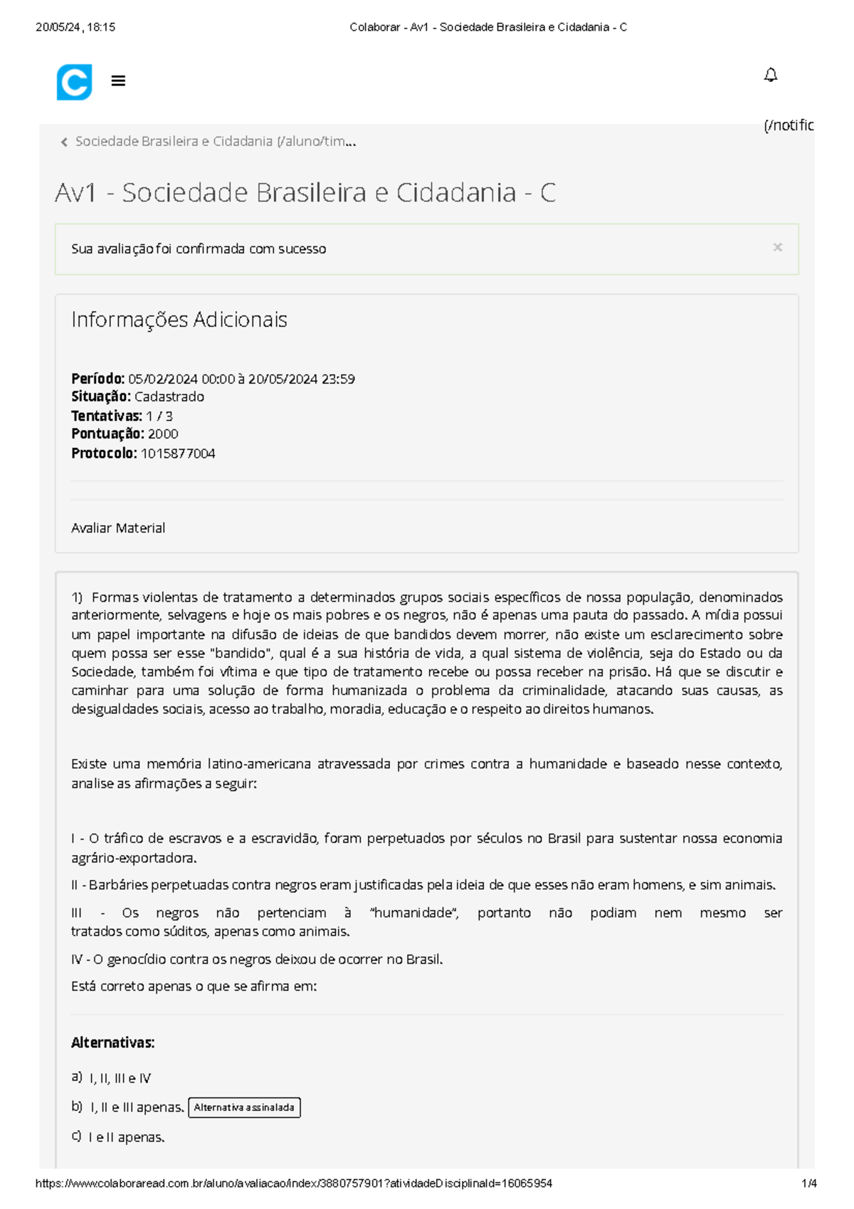 Colaborar - Av1 - Sociedade Brasileira E Cidadania - C Tudo Certo ...