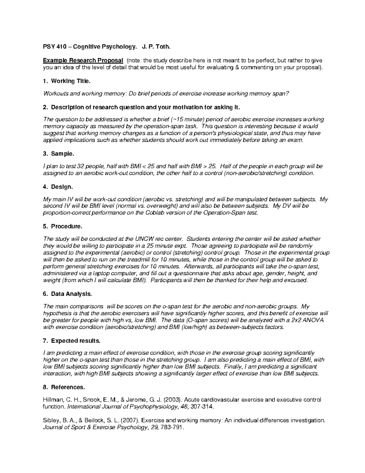 Cognitive Psychology Research - PSY 410 – Cognitive Psychology. J. P ...