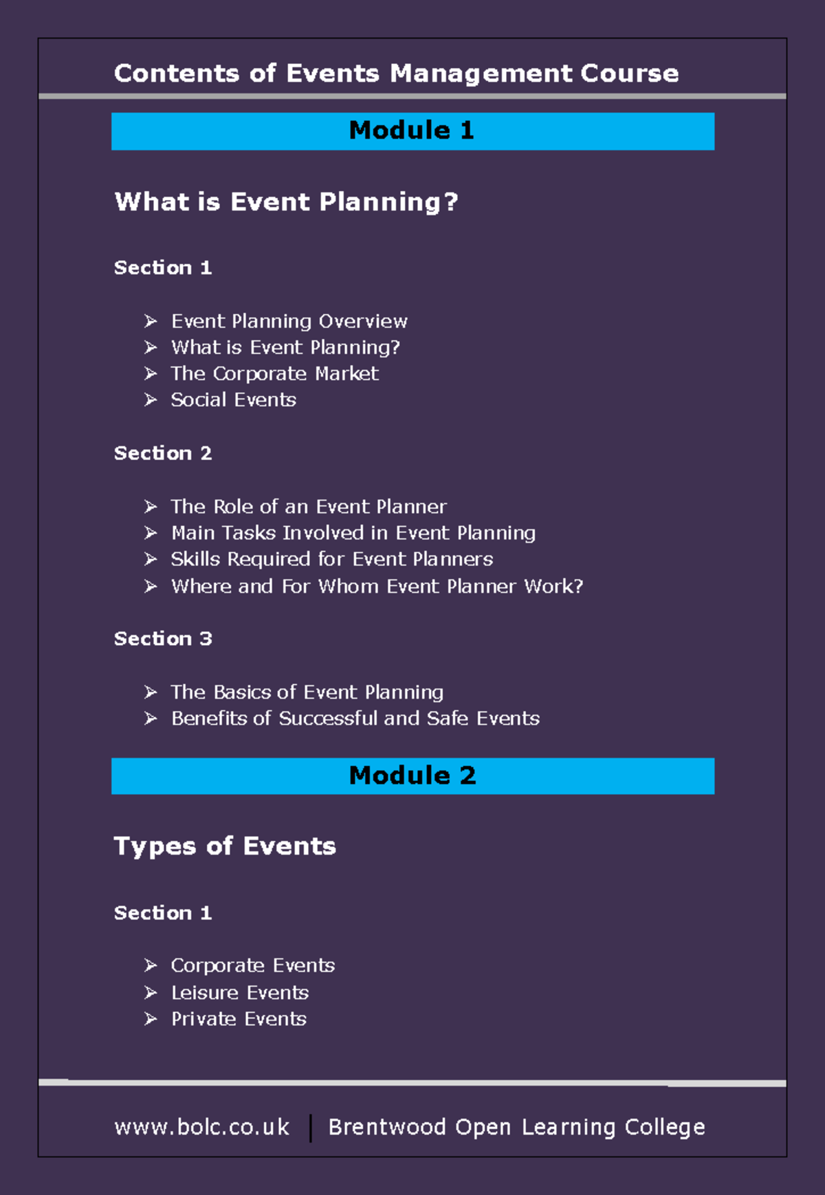 Event Management Contents 2971329430378 Module 1 What is Event