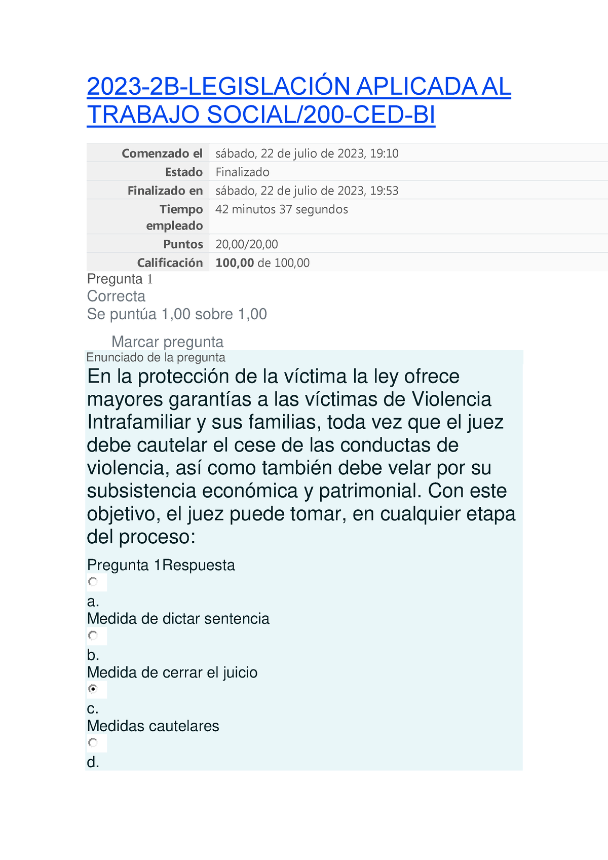 Examen Legislacion Aplicada 2023 - 2023-2B-LEGISLACIÓN APLICADA AL ...