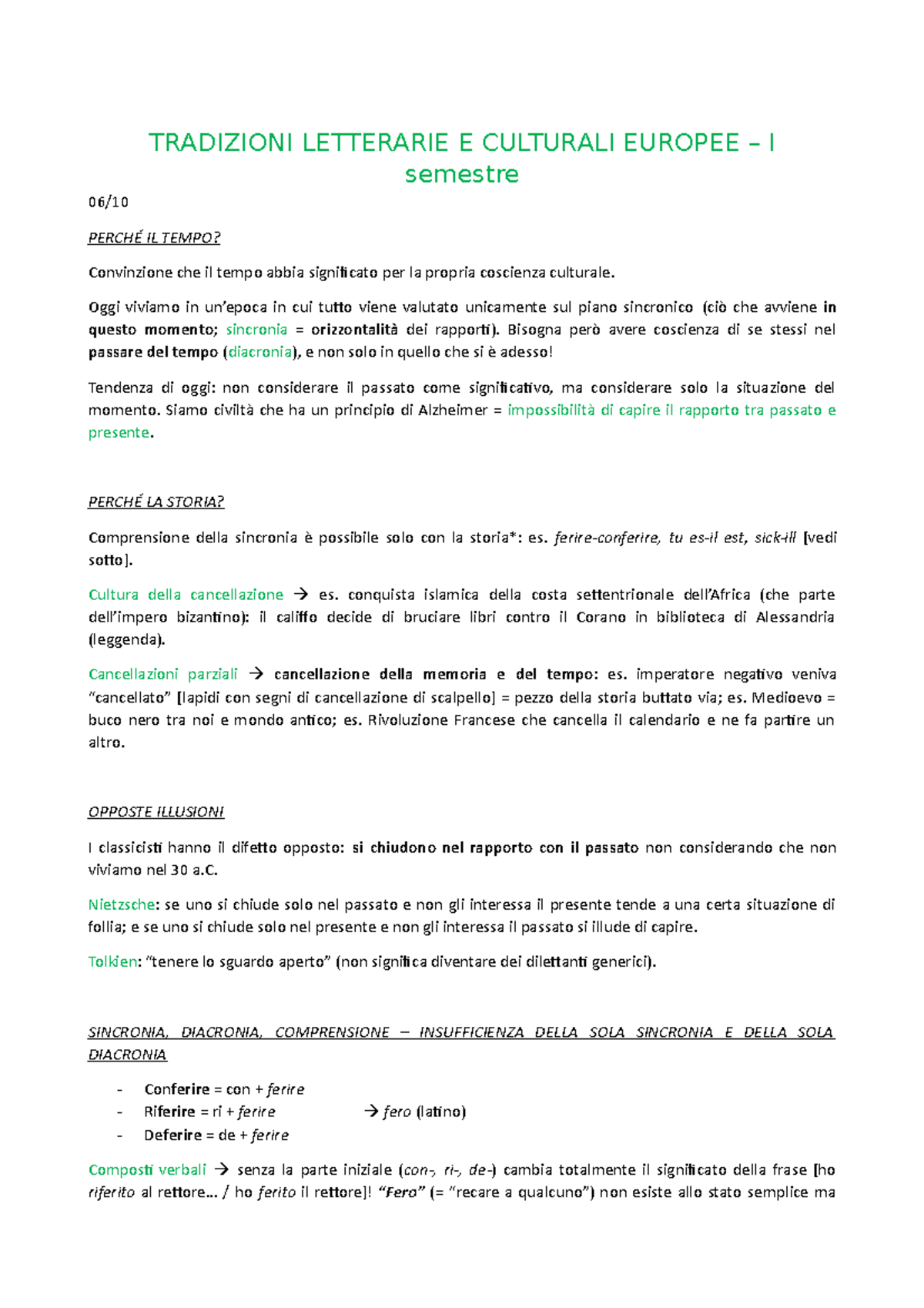 Tradizioni Letterarie E Culturali Europee TRADIZIONI LETTERARIE E