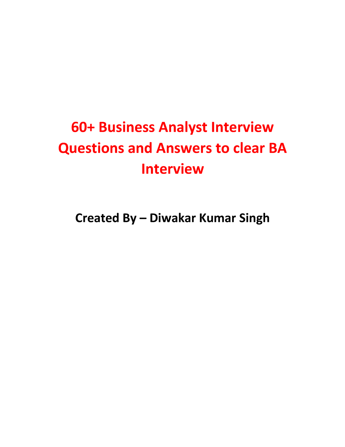 BA Interview Questions And Answers - Business Management - NMIMS - Studocu