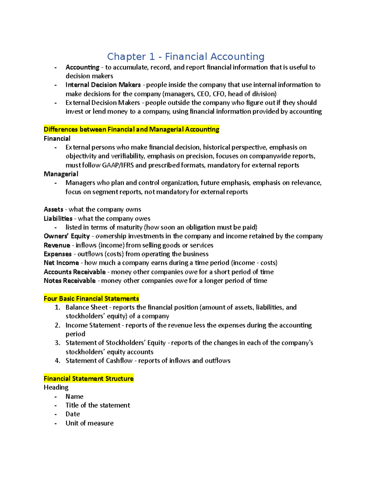 financial accounting chapter 1 homework answers