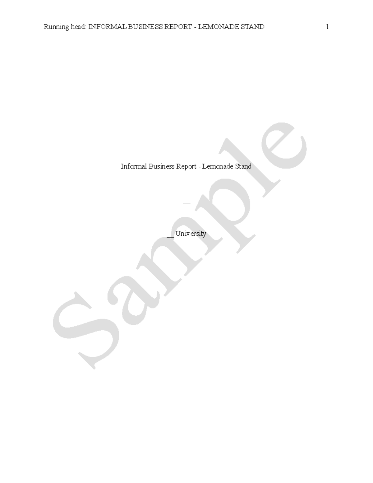 Business Paper Sample Running head INFORMAL BUSINESS REPORT