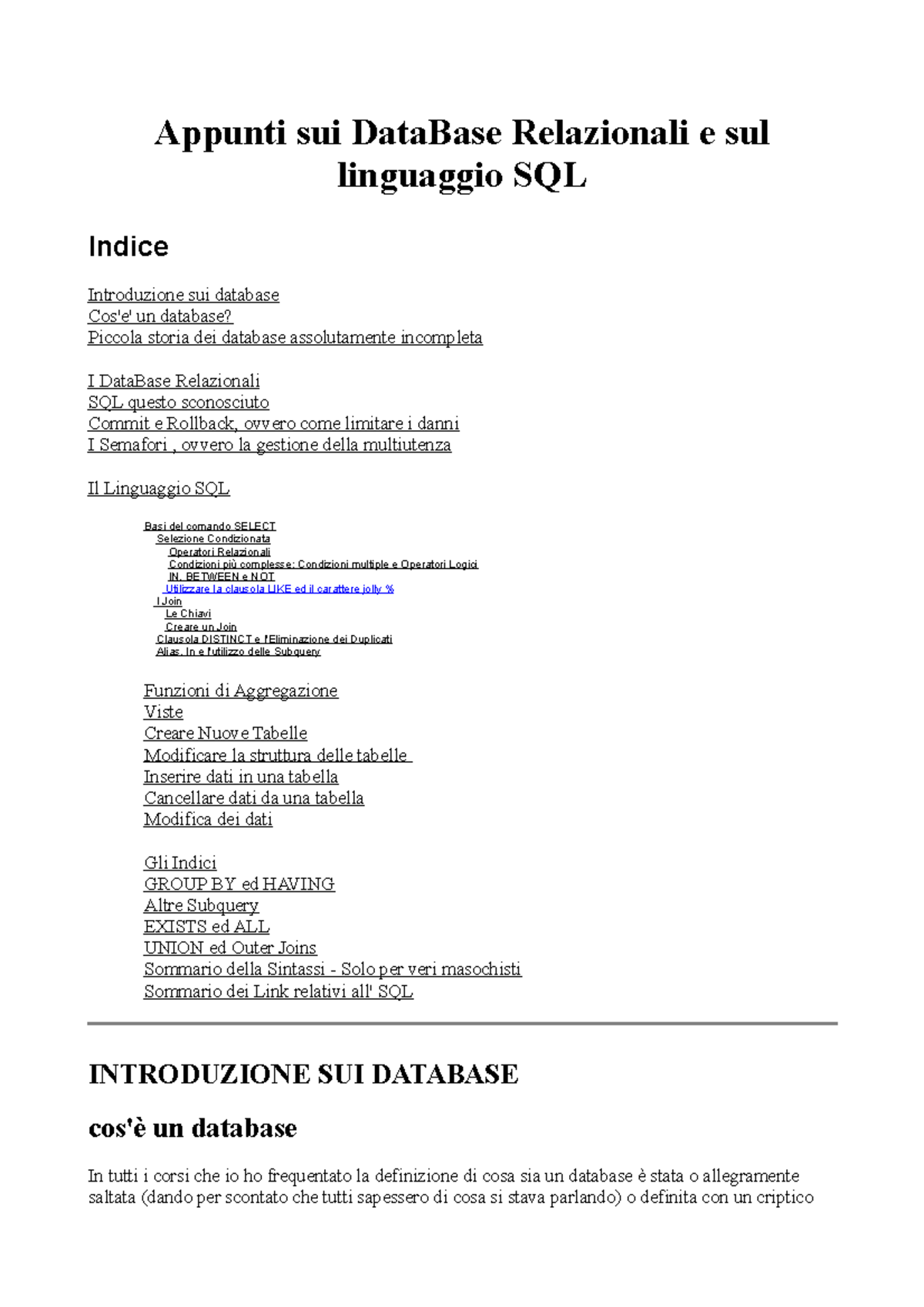 Tesina sui data base e sui modelli relazionali - Studocu
