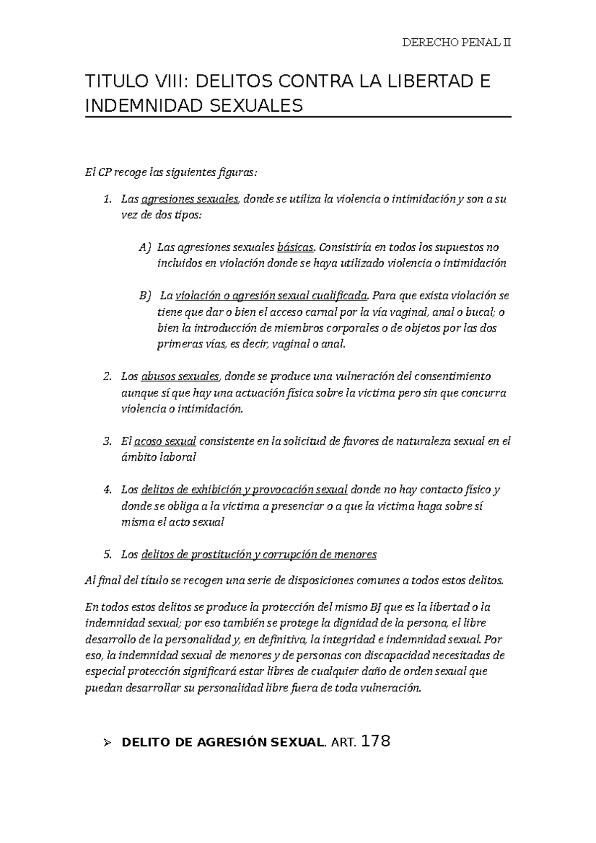 8 Delitos Contra La Libertad E Indemnidad Sexuales Derecho Penal Ii Titulo Viii Delitos 7550