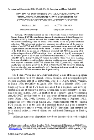 Decker et al 2006 construct validity of the bender gestalt ii ...