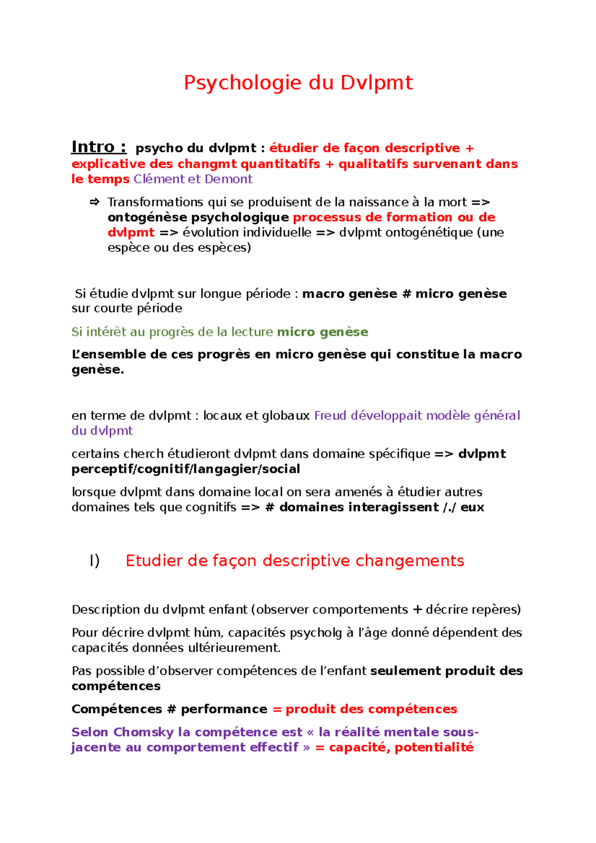 CM1 Psychologie du Développement Lience 1 note - Psychologie du Dvlpmt ...