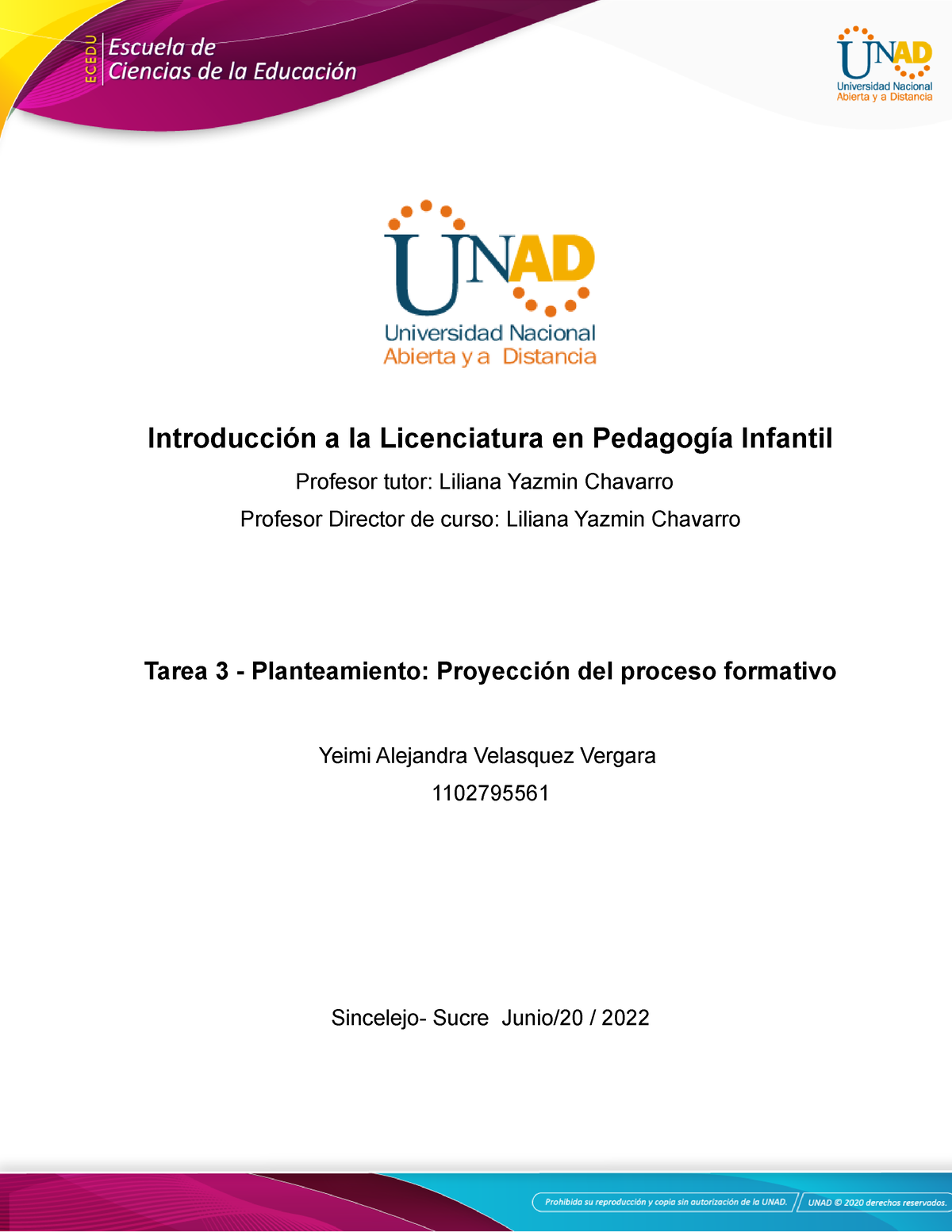 Yeimi velasquez 514518 - Introducción a la Licenciatura en Pedagogía  Infantil Profesor tutor: - Studocu