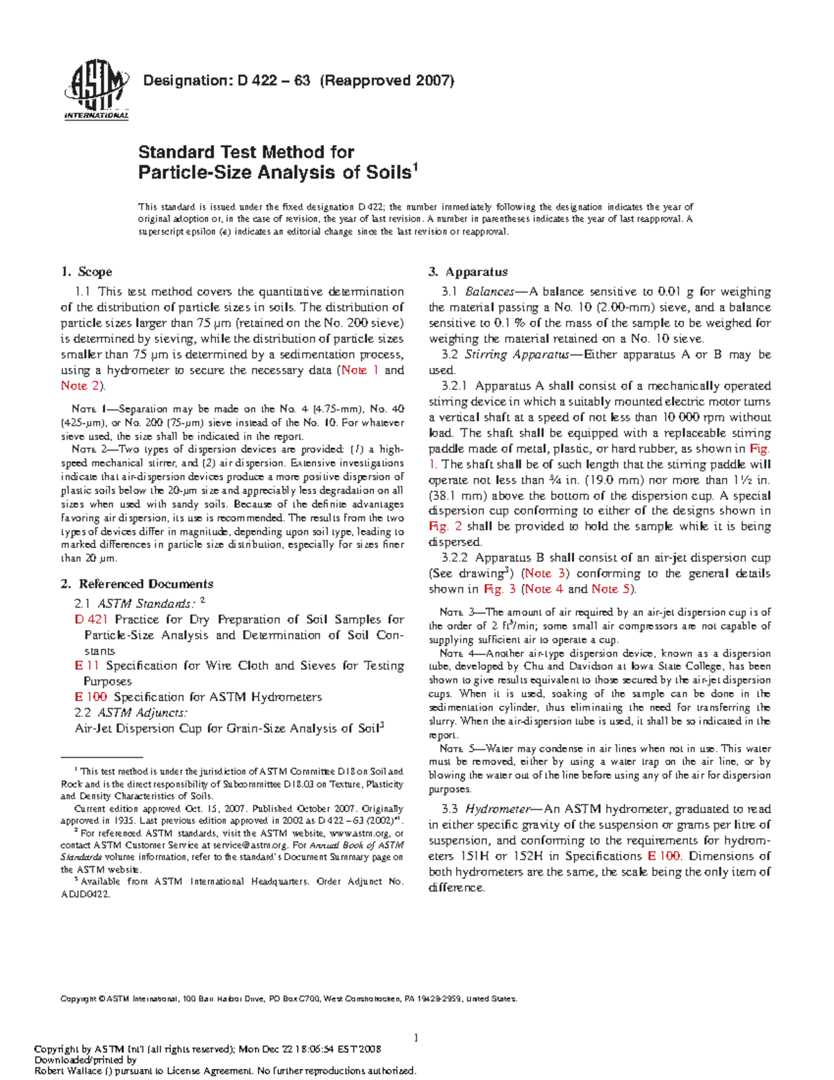 ASTM D422 analisis tamaño particula - Designation: D 422 – 63 ...