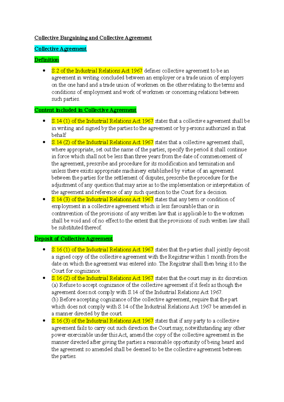 Collective Bargaining and Collective Agreement Collective Bargaining