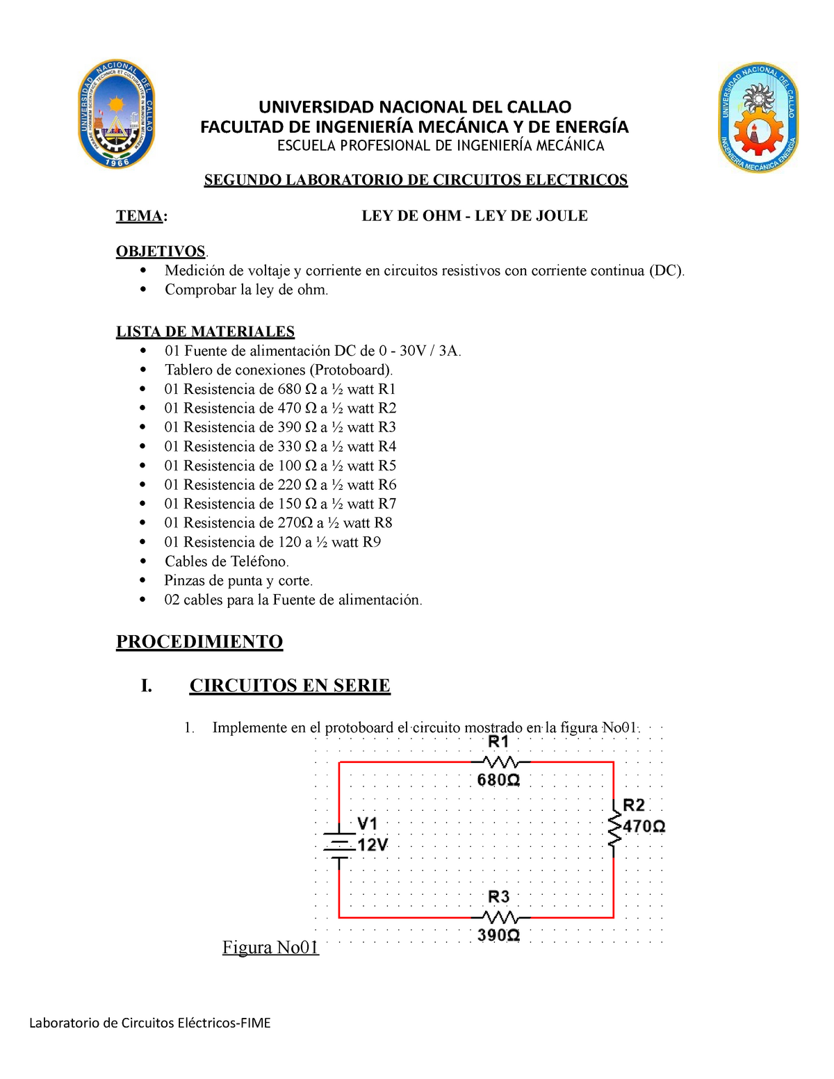 Lab-No 02-Ley De Ohm - Informe - UNIVERSIDAD NACIONAL DEL CALLAO ...