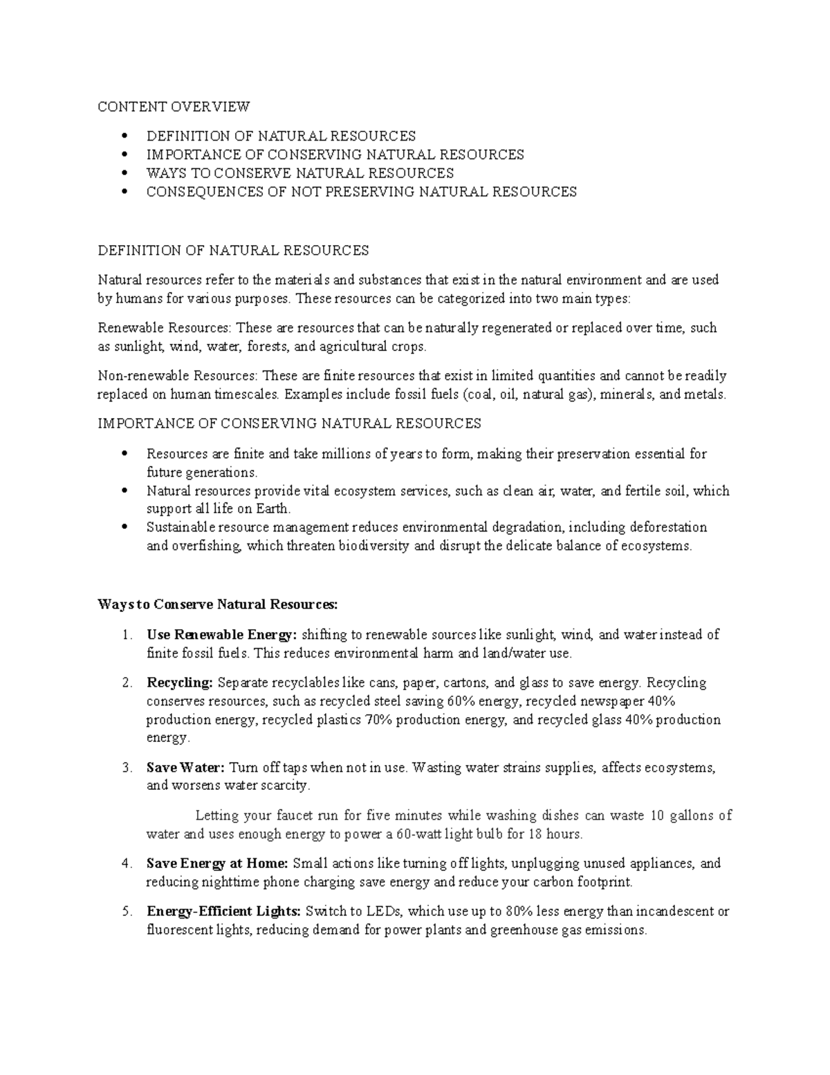 Content Overview report presentation CONTENT OVERVIEW DEFINITION OF