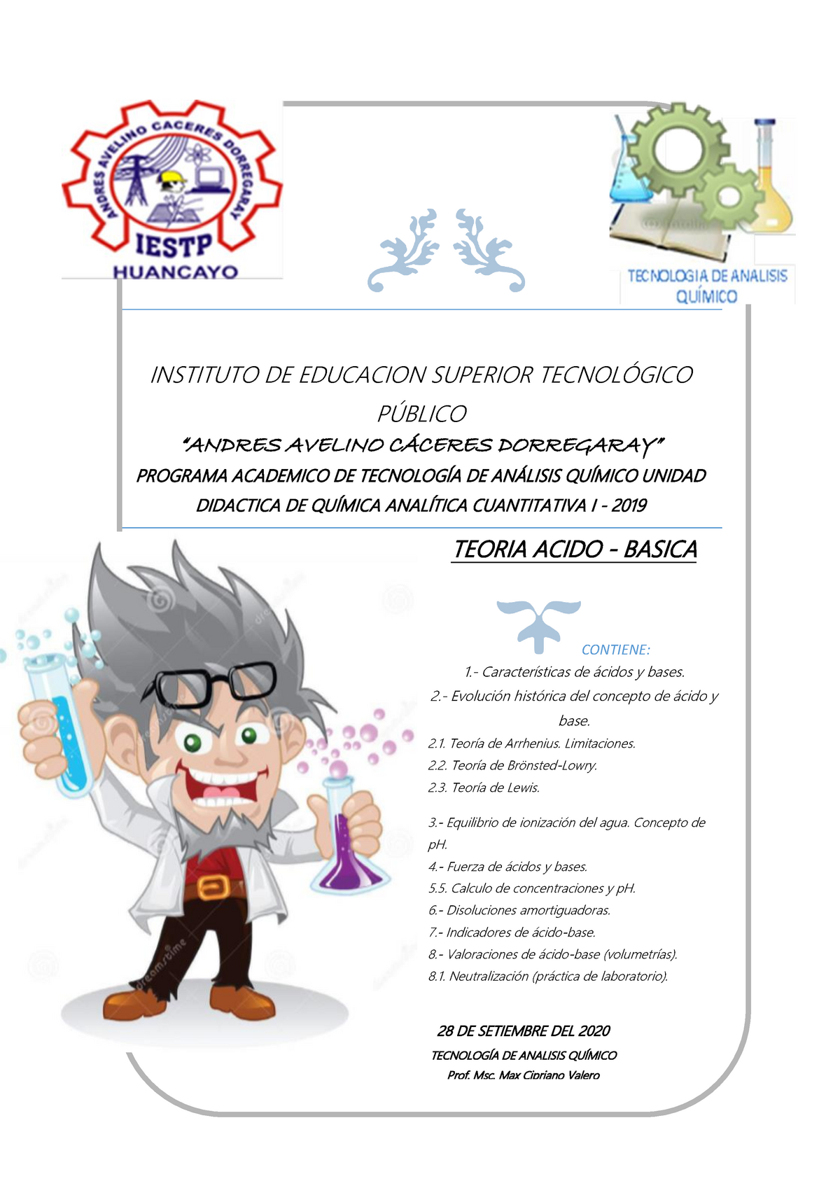 Teoría Acido - Base - Warning: TT: undefined function: 32 INSTITUTO DE  EDUCACION SUPERIOR - Studocu