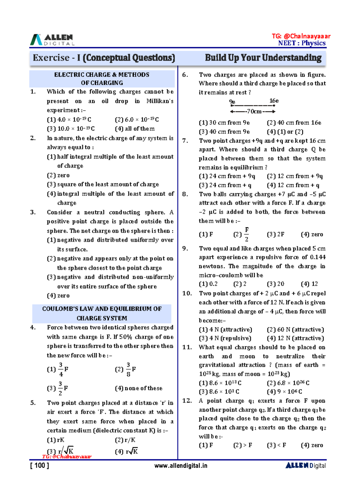 Electrostatics - These are for practice and bulding concepts. - NEET ...