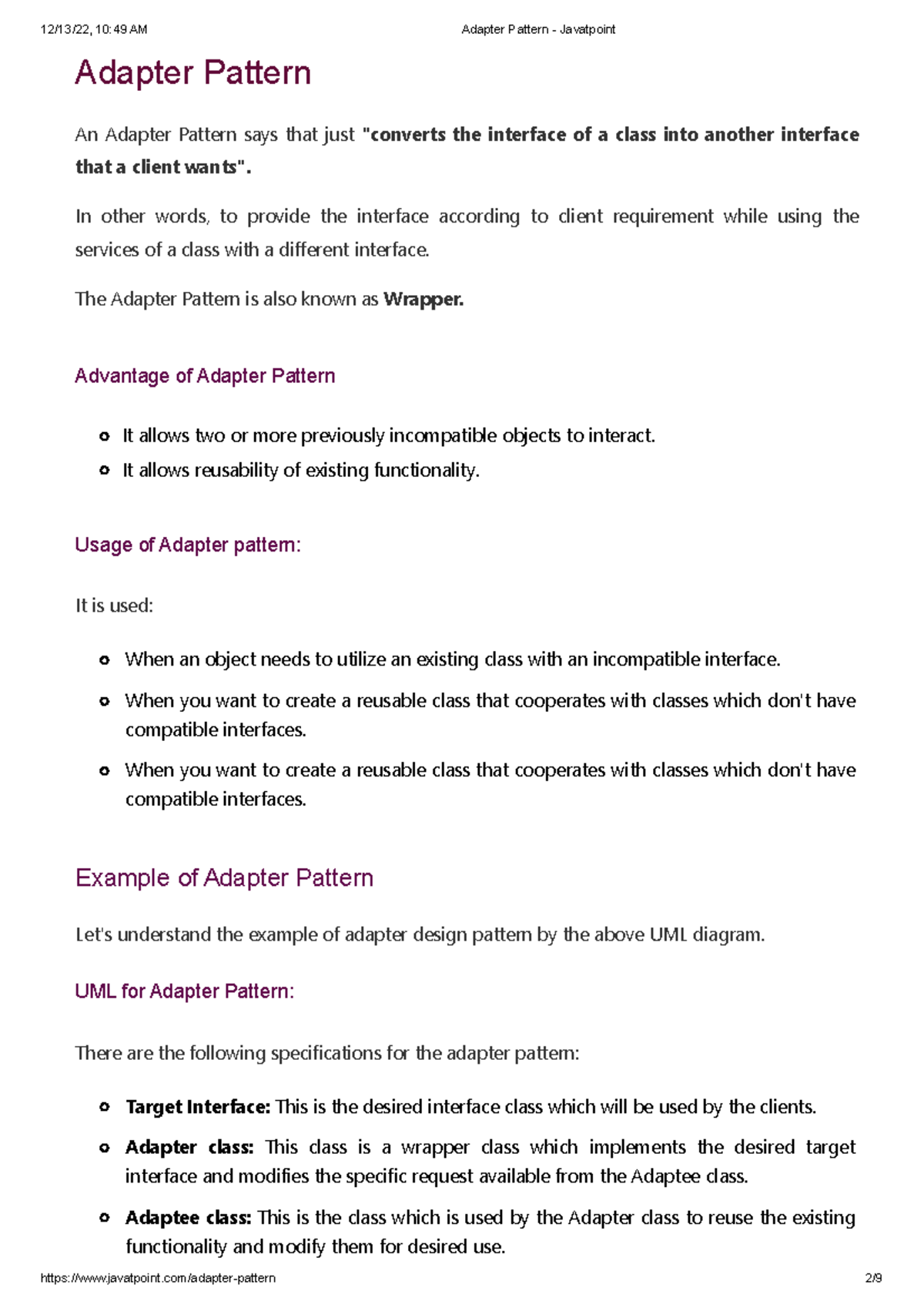 4. Adapter Pattern Javatpoint Adapter Pattern An Adapter Pattern
