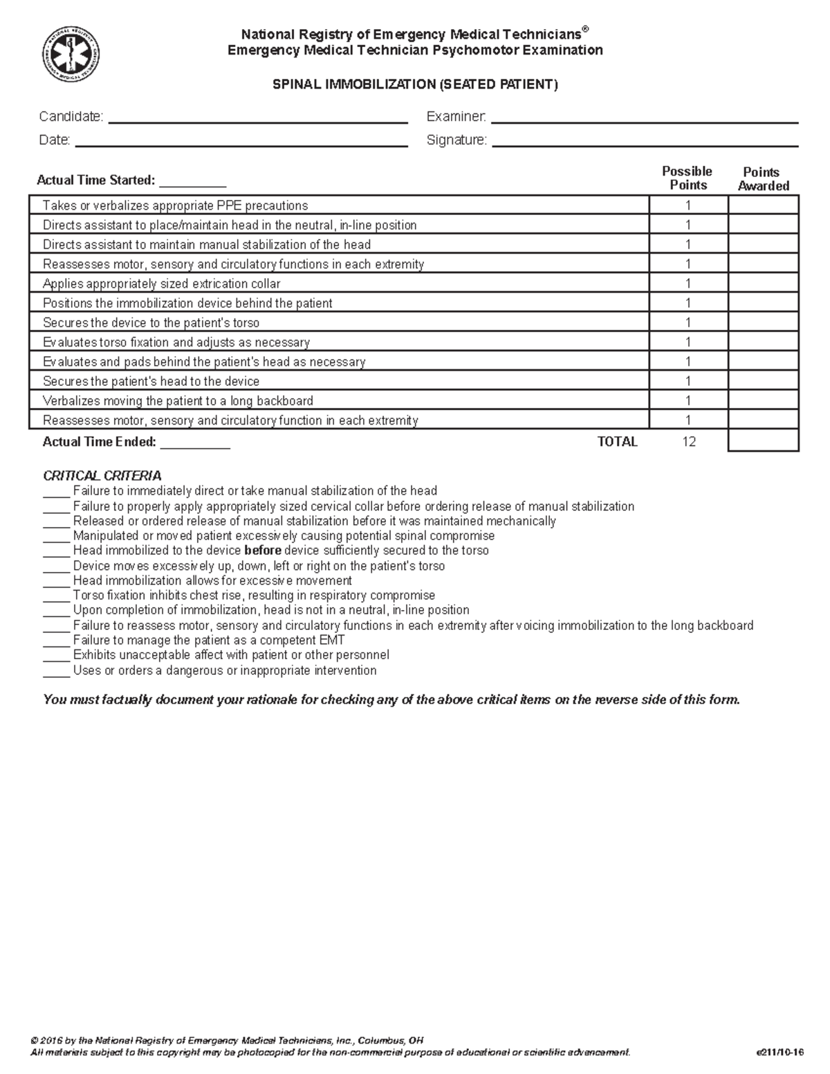 E211 Ked Seated Spinal Immobilization National Registry Of Emergency