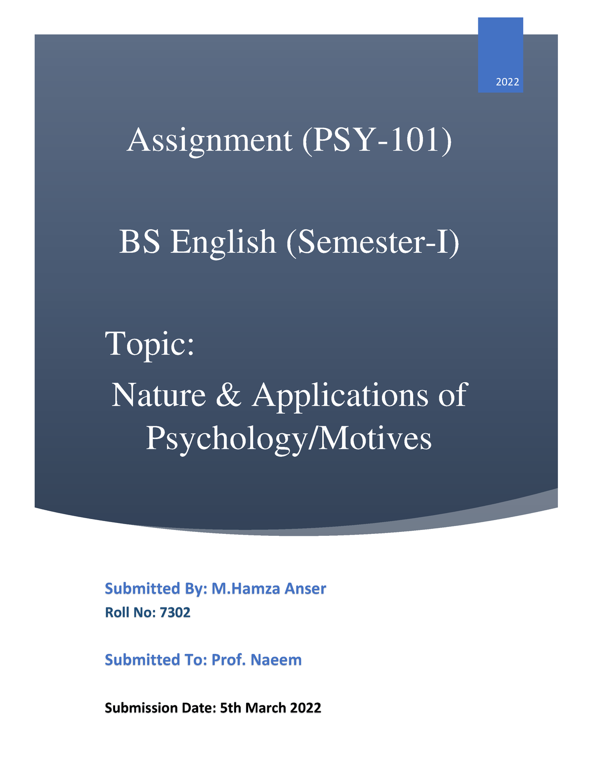 psychology library assignment