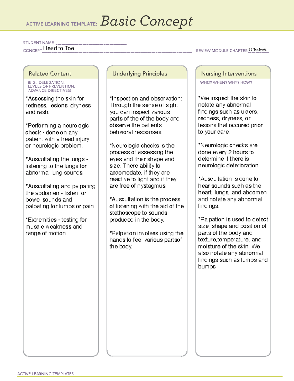 Basic Concept Head to Toe - VNSG 1423 - ACTIVE LEARNING TEMPLATES Basic ...