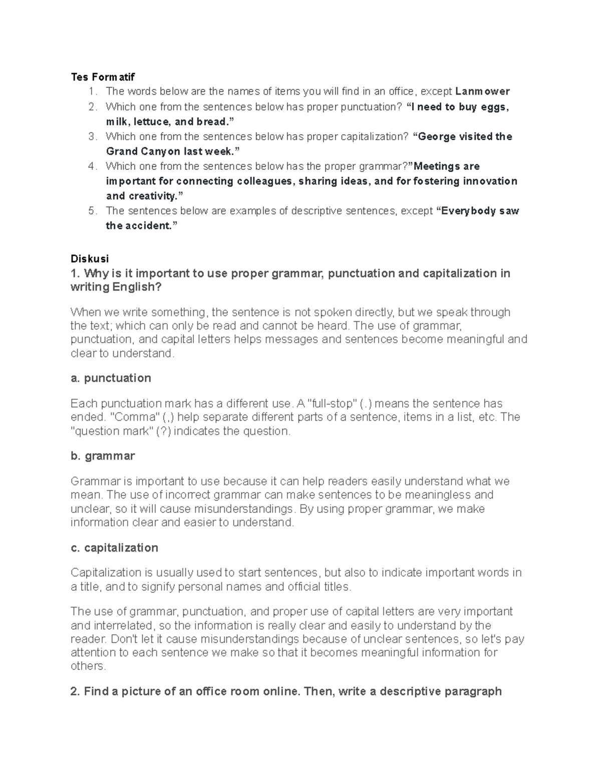 B.Inggris Sesi 2 - Sesi 2 - Tes Formatif 1. The words below are the ...