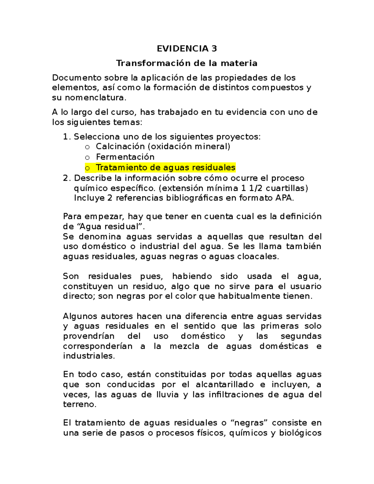 Evidencia 3 de quimica - EVIDENCIA 3 Transformación de la materia ...