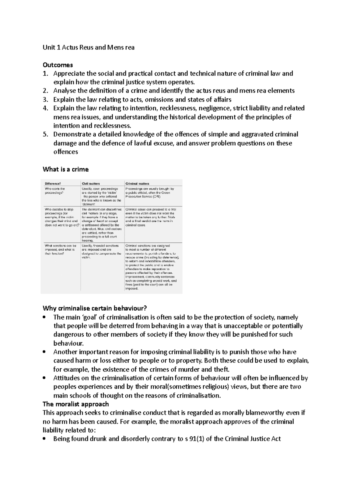 (1)Actus Reus and Mens rea Unit 1 Actus Reus and Mens rea Appreciate the social and