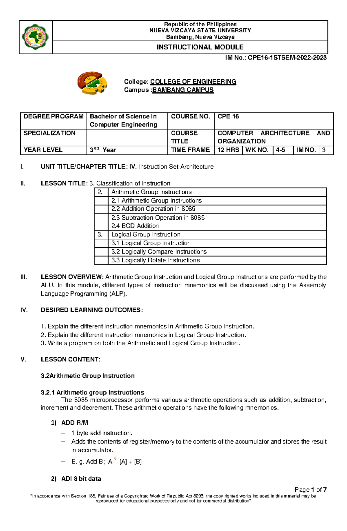 IM 3-CAO - INSTRUCTIONAL MODULE - NUEVA VIZCAYA STATE UNIVERSITY ...