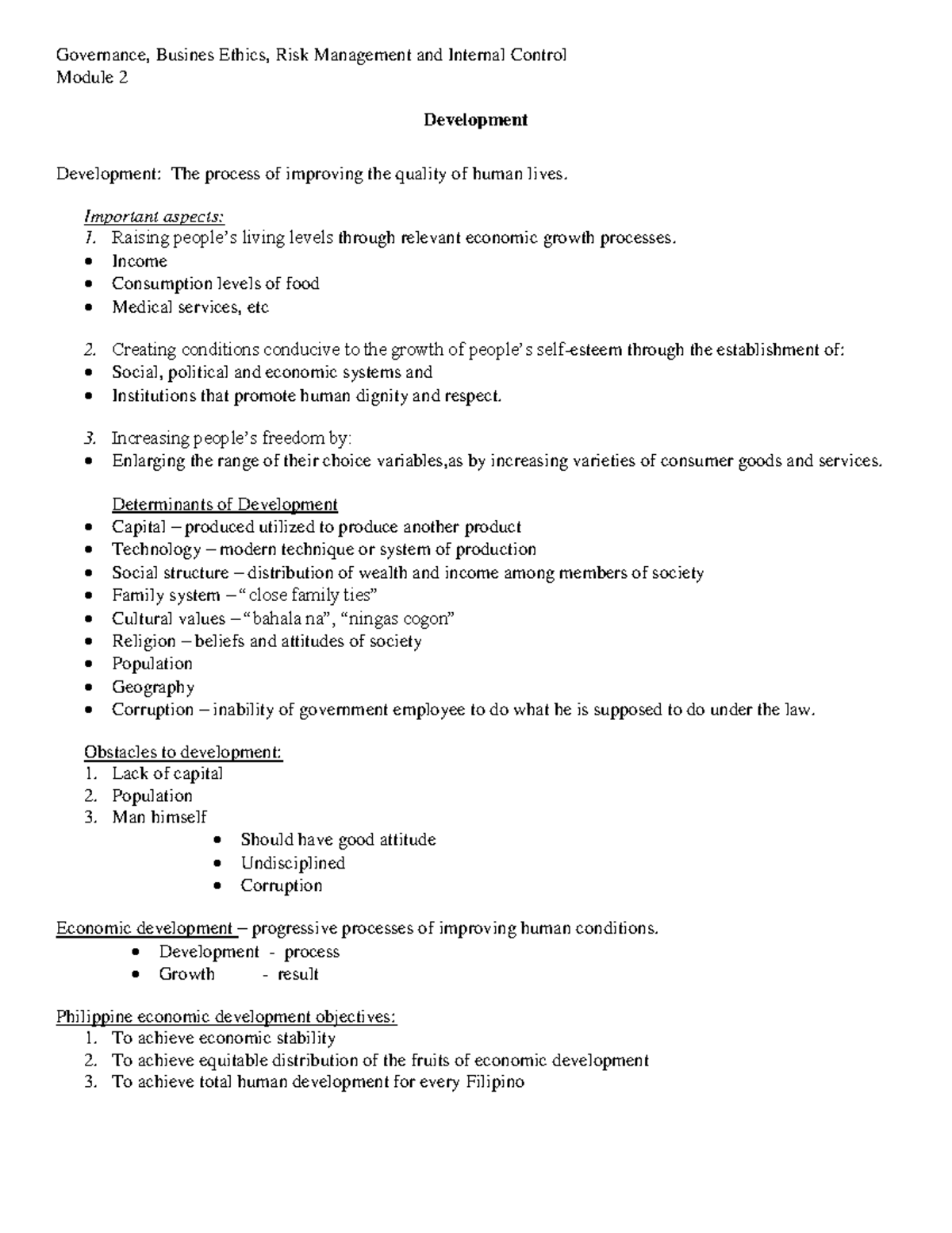 Gbermic Module 2 Development - Governance, Busines Ethics, Risk ...