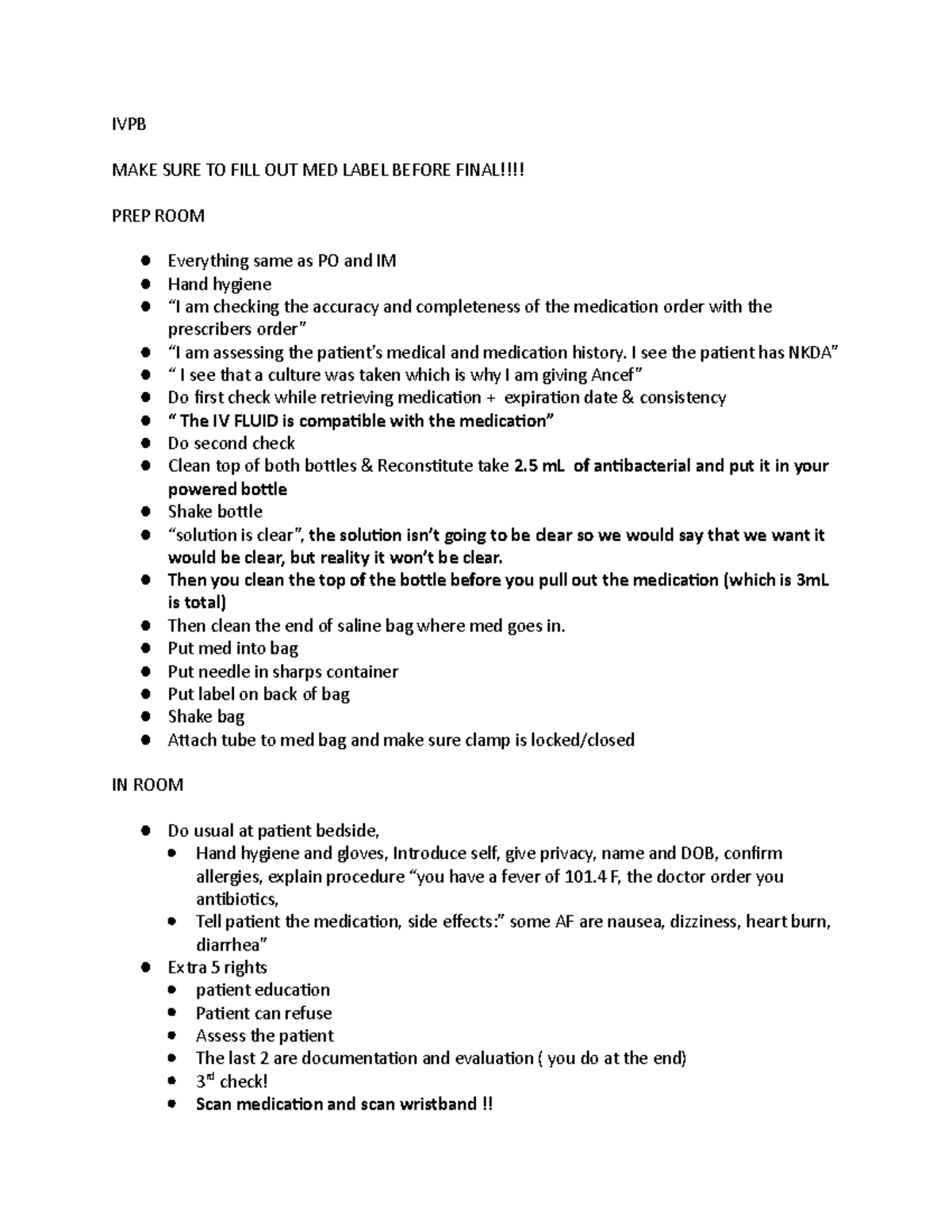 IVPB Final 326 - n/a - IVPB MAKE SURE TO FILL OUT MED LABEL BEFORE ...