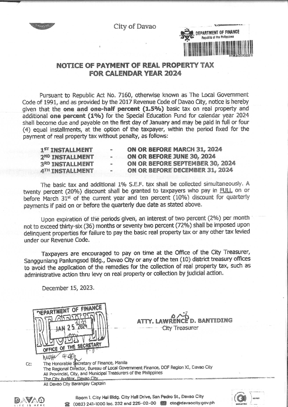 Davao-City RPT rates - BS Accountancy - Studocu