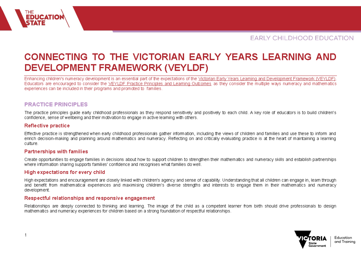 Connecting to the Victorian Early Years Learning and Development