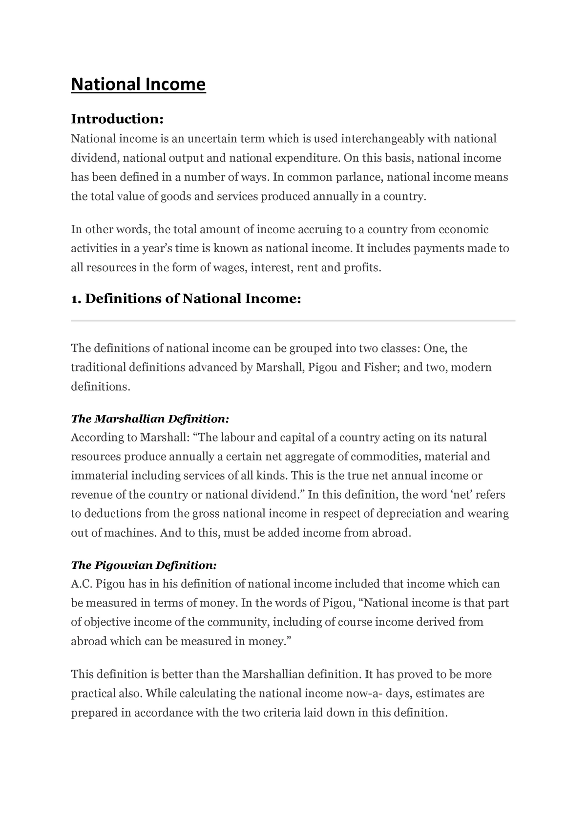 national income case study