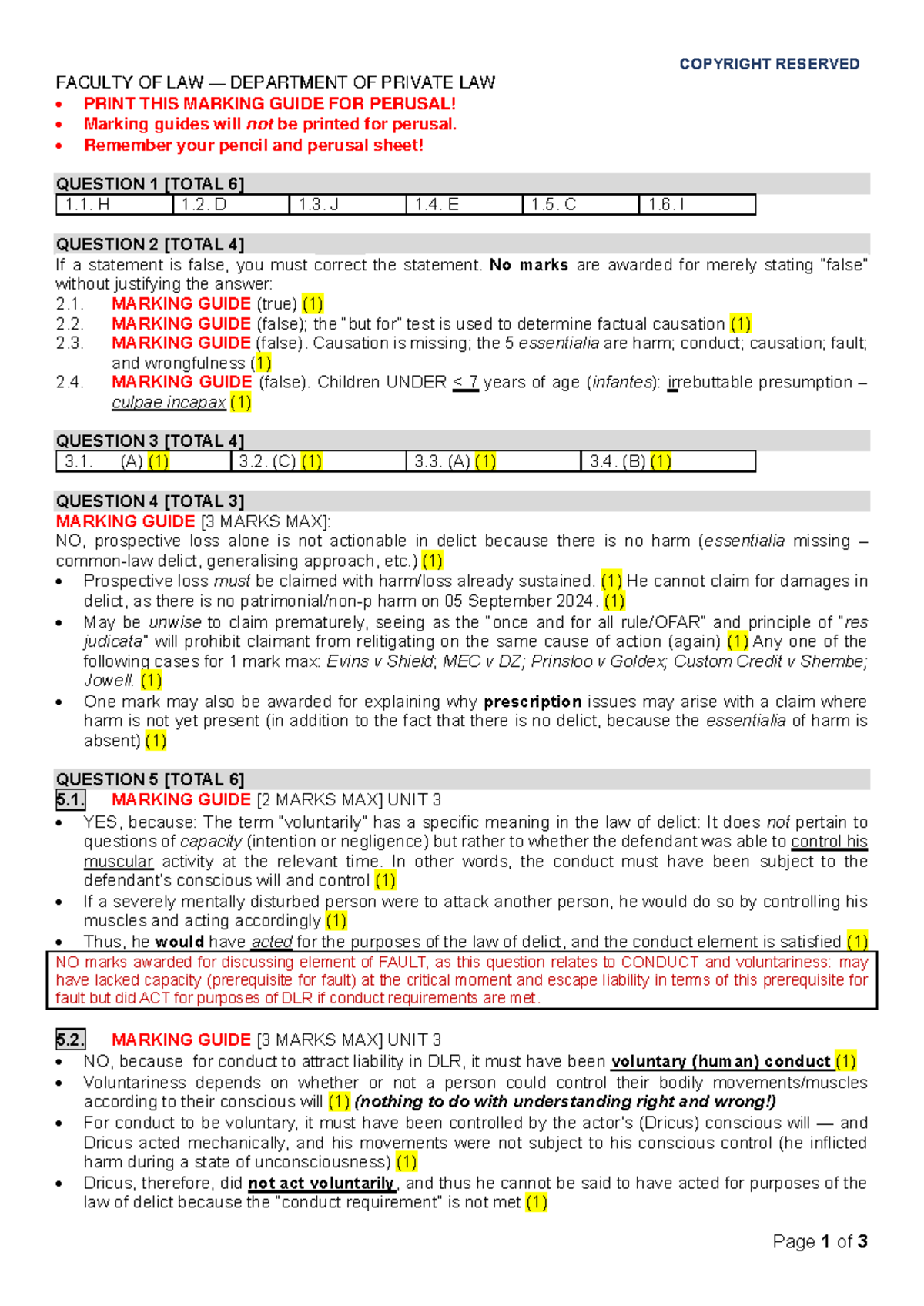 DLR memo - Memo and marking guidelines for DLR semester test 1 ...