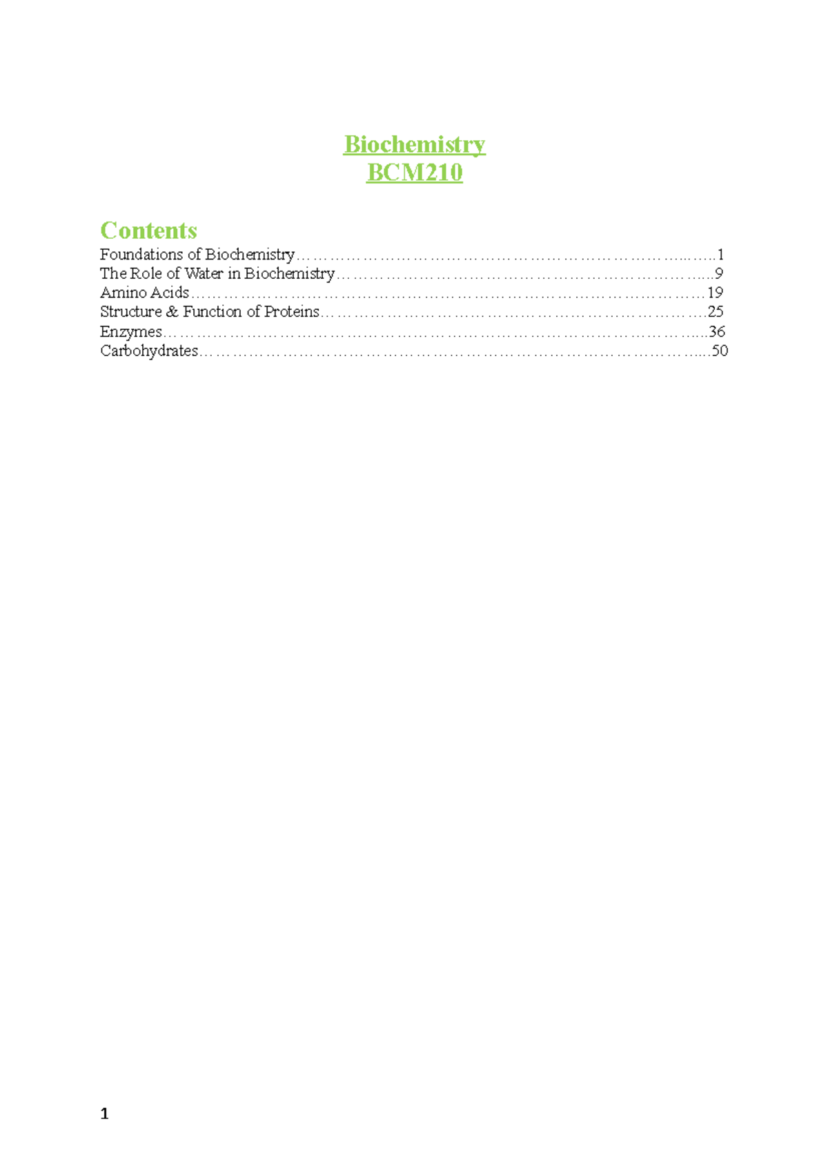 Biochemistry Notes - Biochemistry BCM Foundations of - Studocu